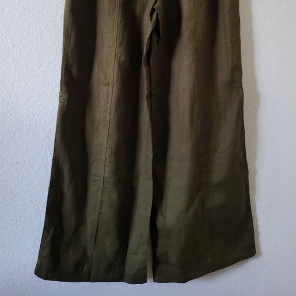 $198 Unworn Reformation Declan Linen Pant in Dark Olive - Picture 5 of 7